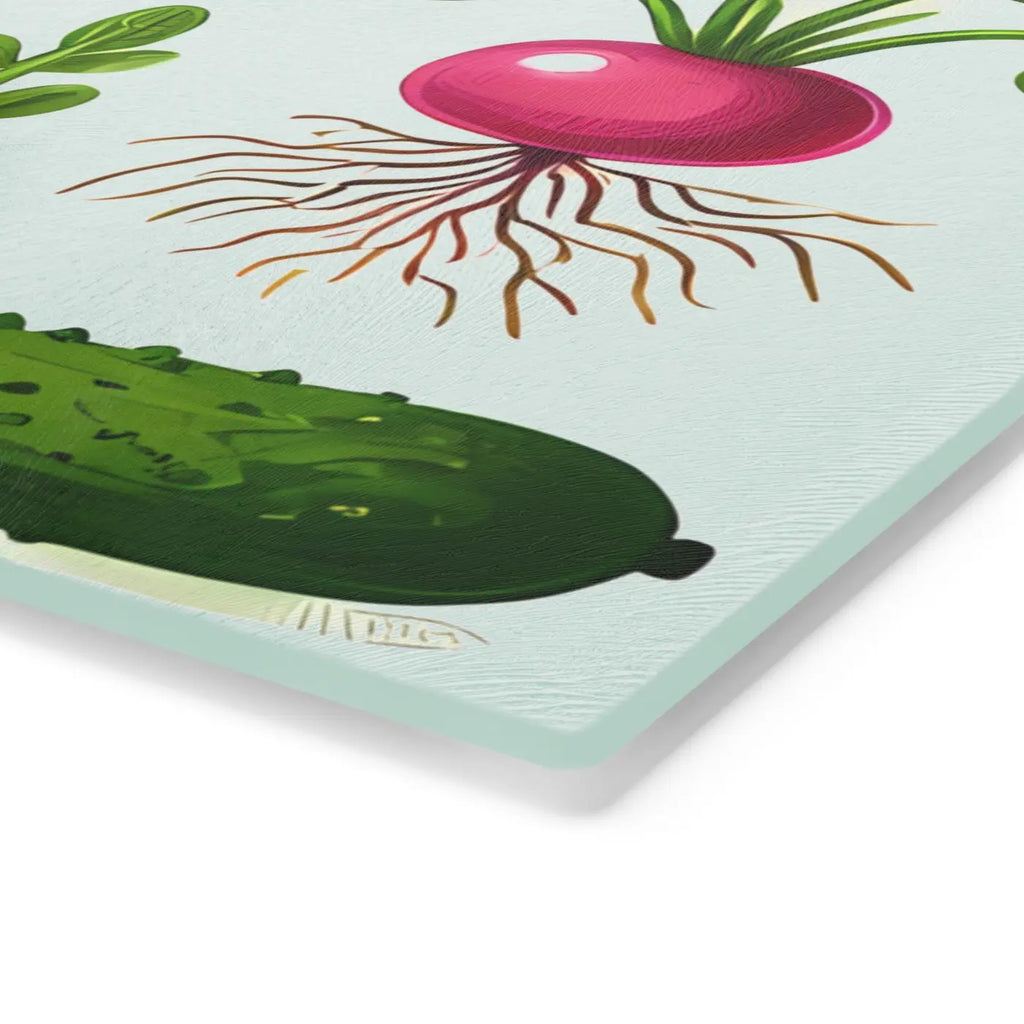 Tempered Glass Cutting Board - Colorful Vegetables Design - DipaliZ