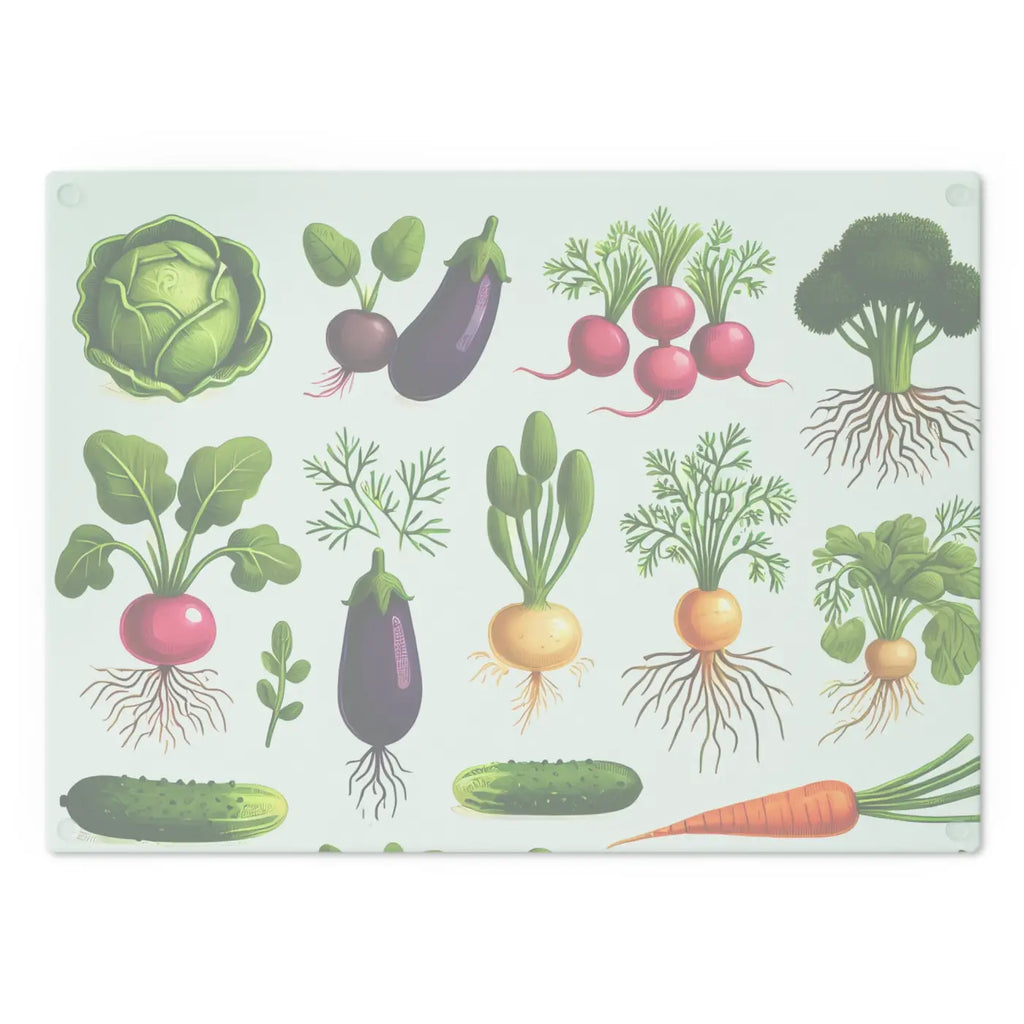 Tempered Glass Cutting Board - Colorful Vegetables Design - DipaliZ