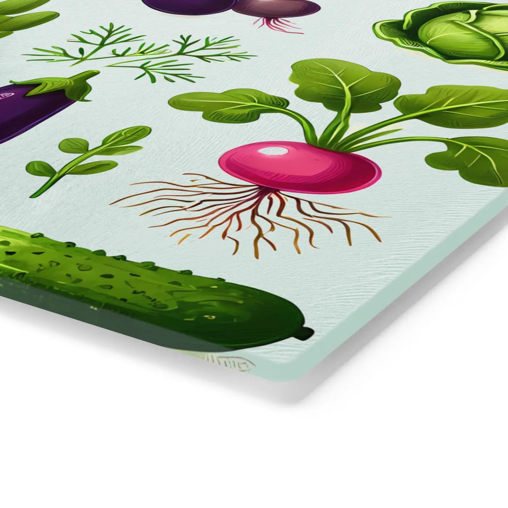 Tempered Glass Cutting Board - Colorful Vegetables Design - DipaliZ
