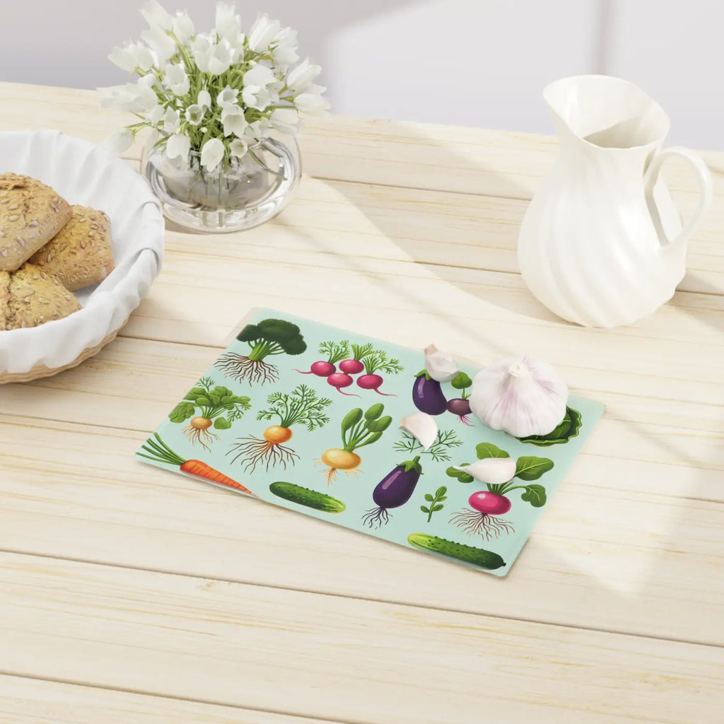 Tempered Glass Cutting Board - Colorful Vegetables Design - DipaliZ