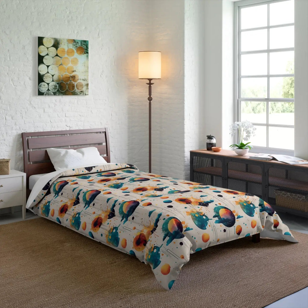 Planets Comforter - Abstract Design Polyester Bedding - DipaliZ