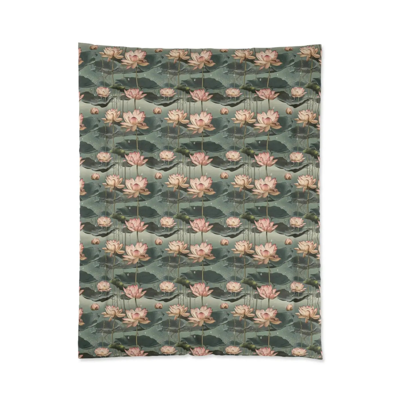 Pink Lotus Flowers Quilt - Serene Bedroom Decor - DipaliZ