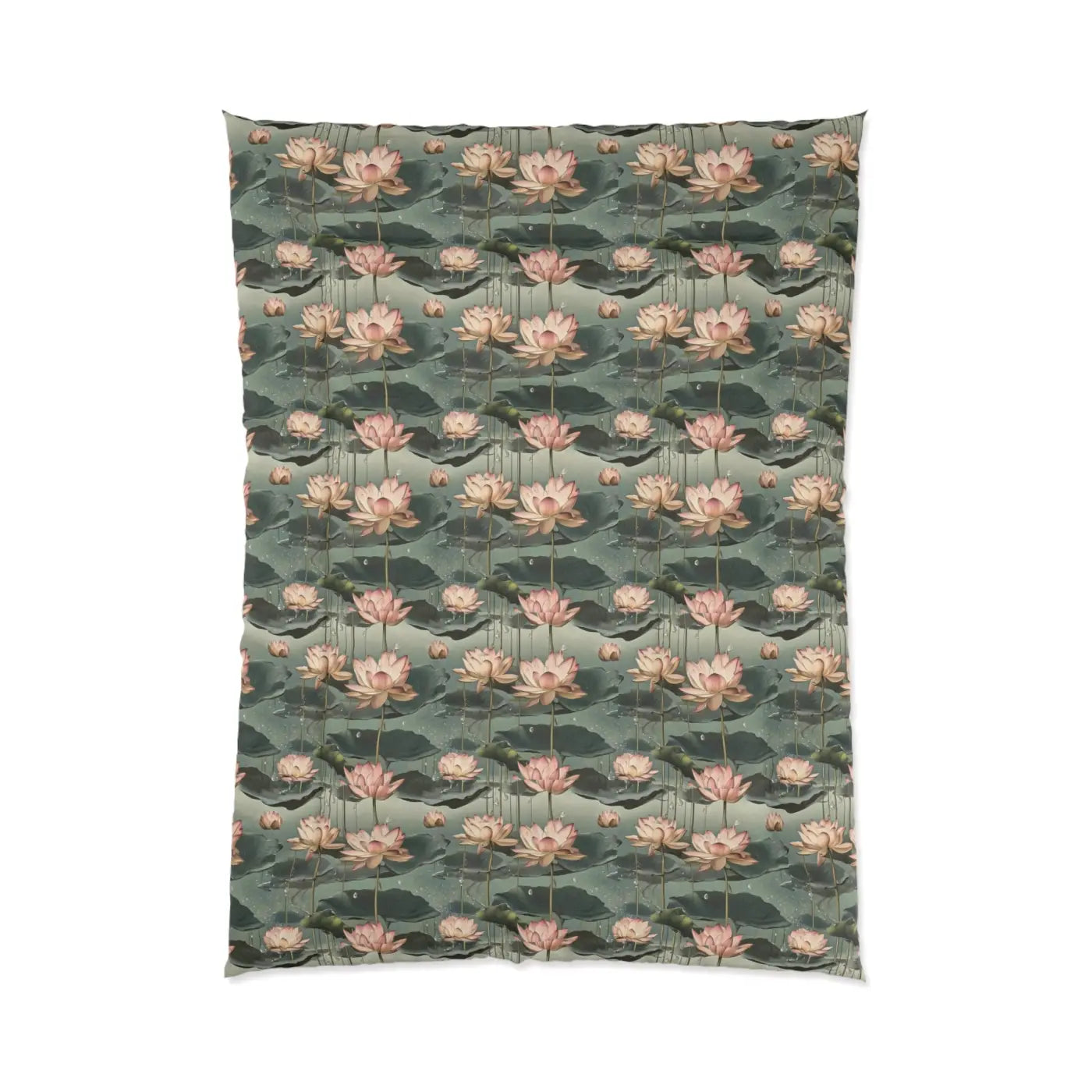 Pink Lotus Flowers Quilt - Serene Bedroom Decor - DipaliZ