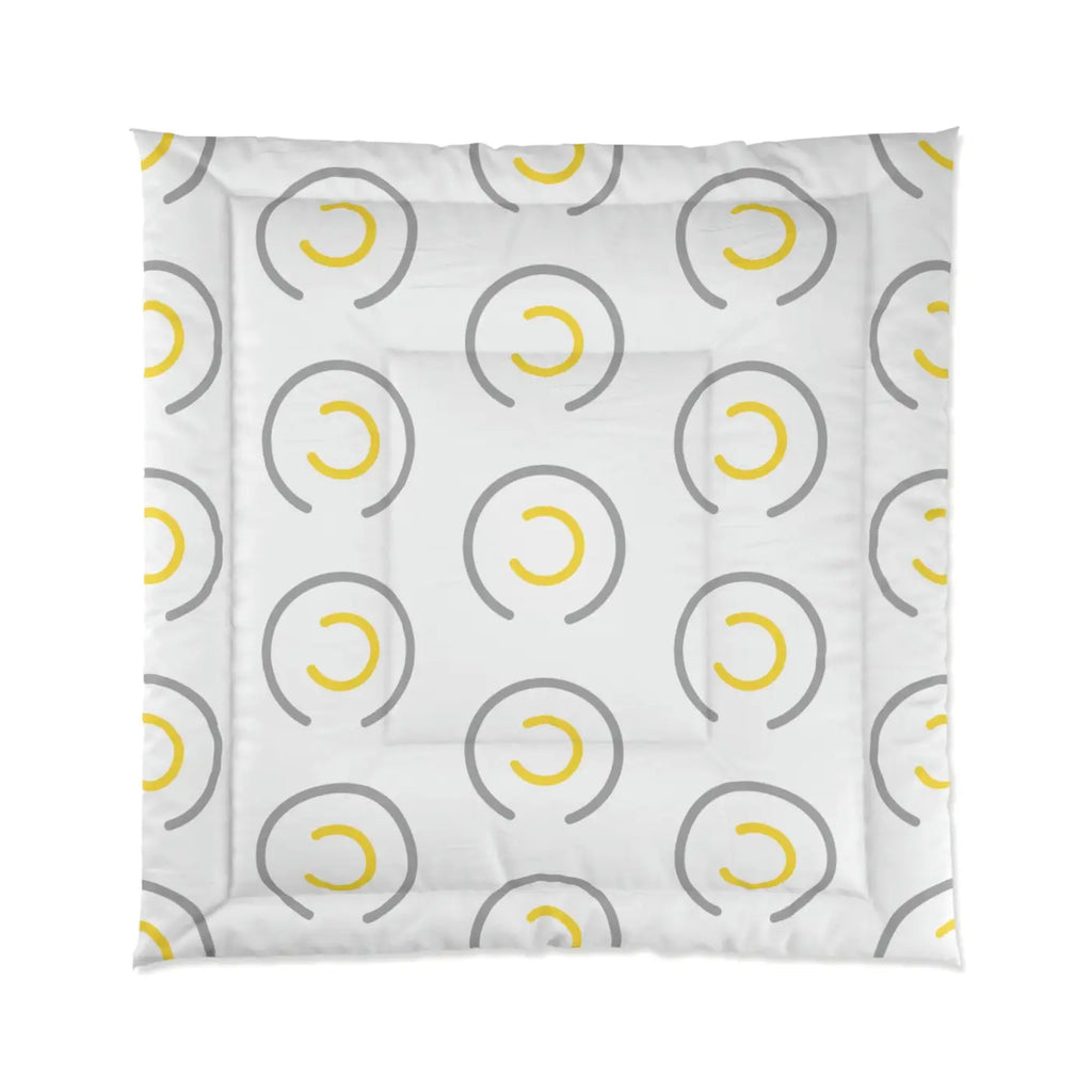 Modern Abstract Circle Comforter - Grey and Yellow - DipaliZ