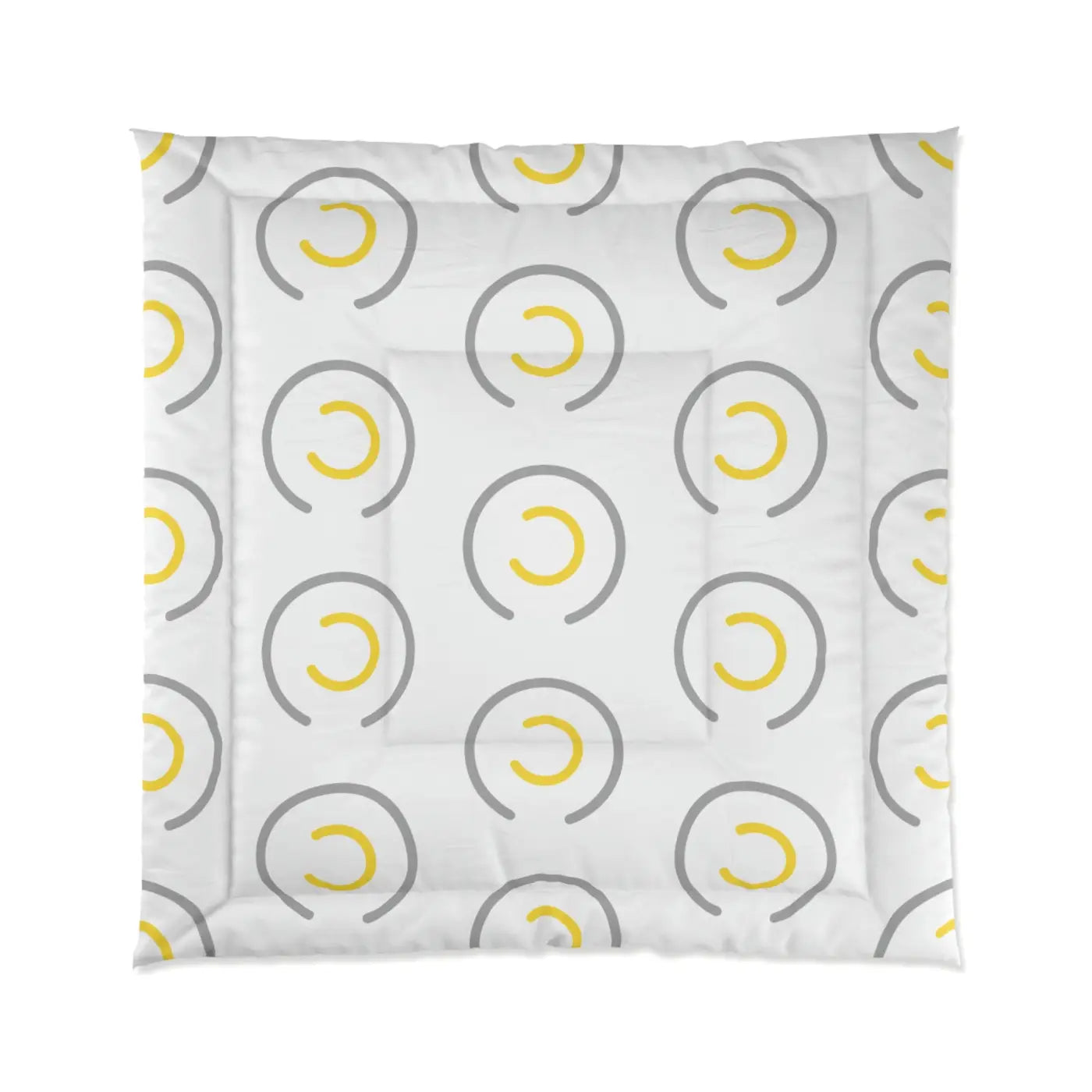 Modern Abstract Circle Comforter - Grey and Yellow - DipaliZ