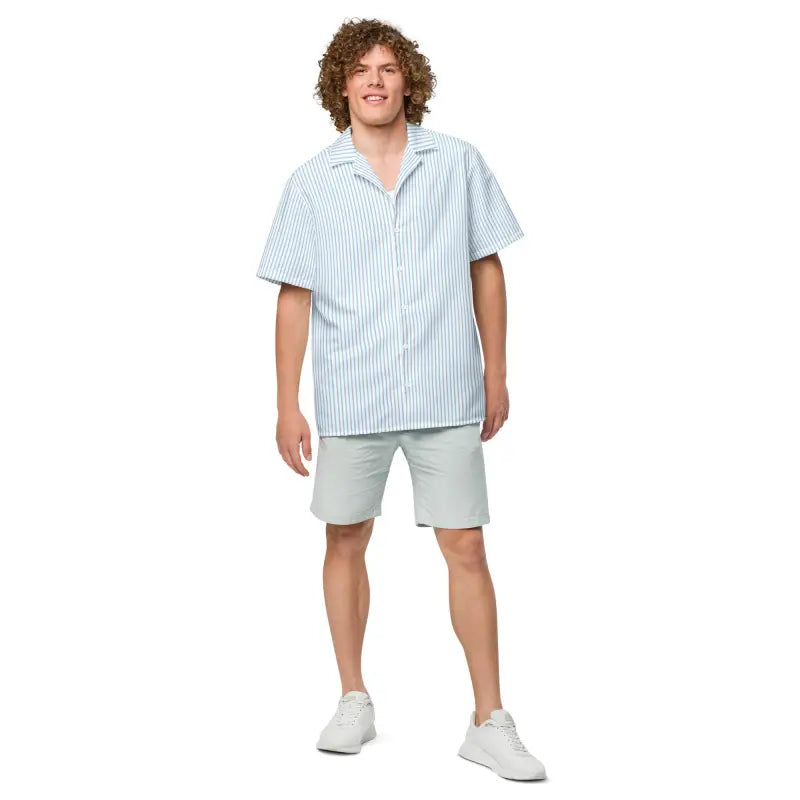 Blue Stripes Button Shirt - Moisture Wicking Summer Coolness - DipaliZ