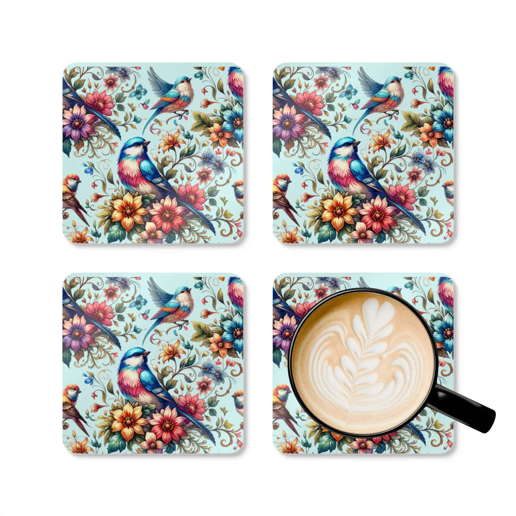 Vibrant Bird Corkwood Coasters - Nature Inspired Design - DipaliZ