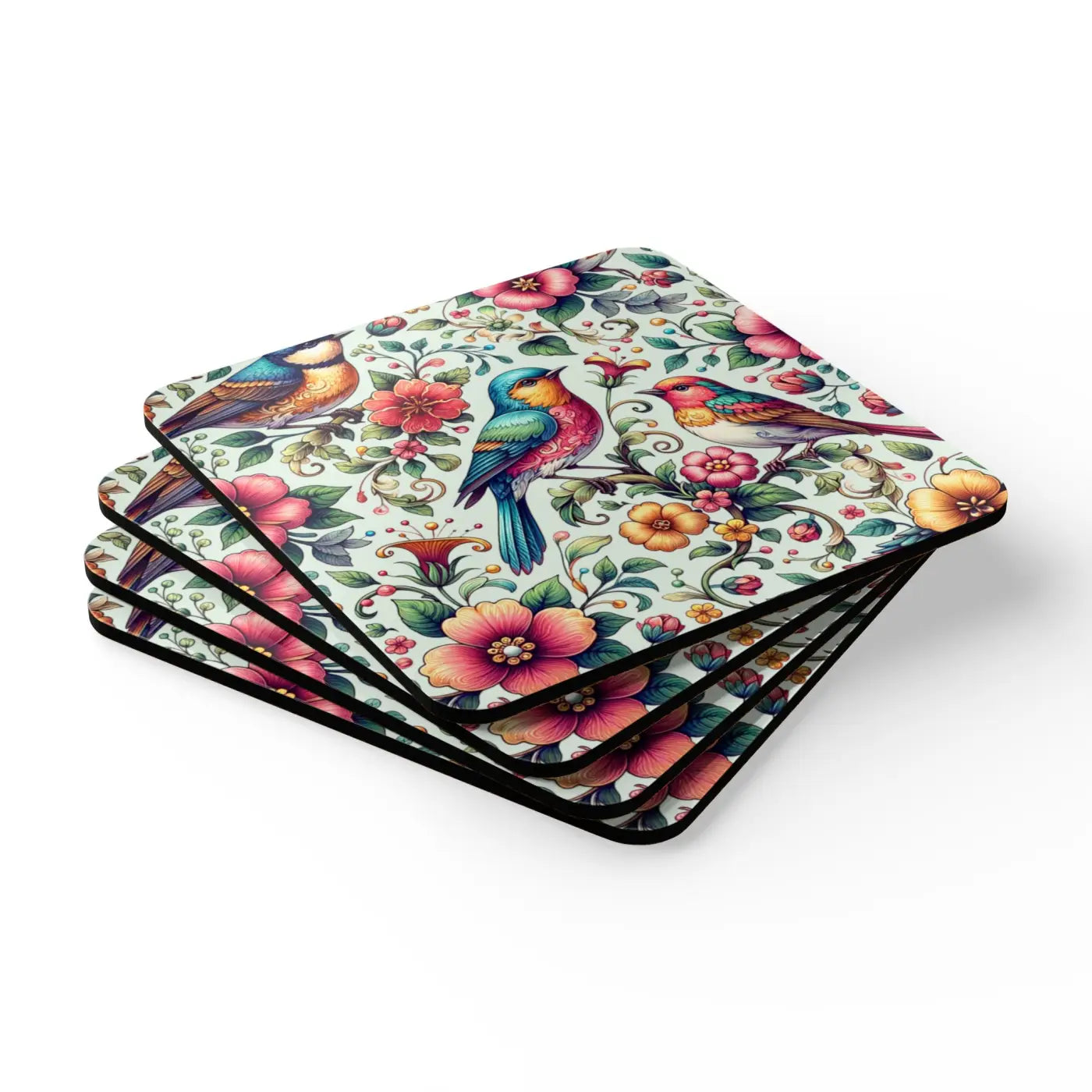 Vibrant Corkwood Coaster Set - Spill Protection Design - DipaliZ