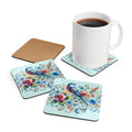 Corkwood Coaster Set - Birds and Flowers Design - DipaliZ