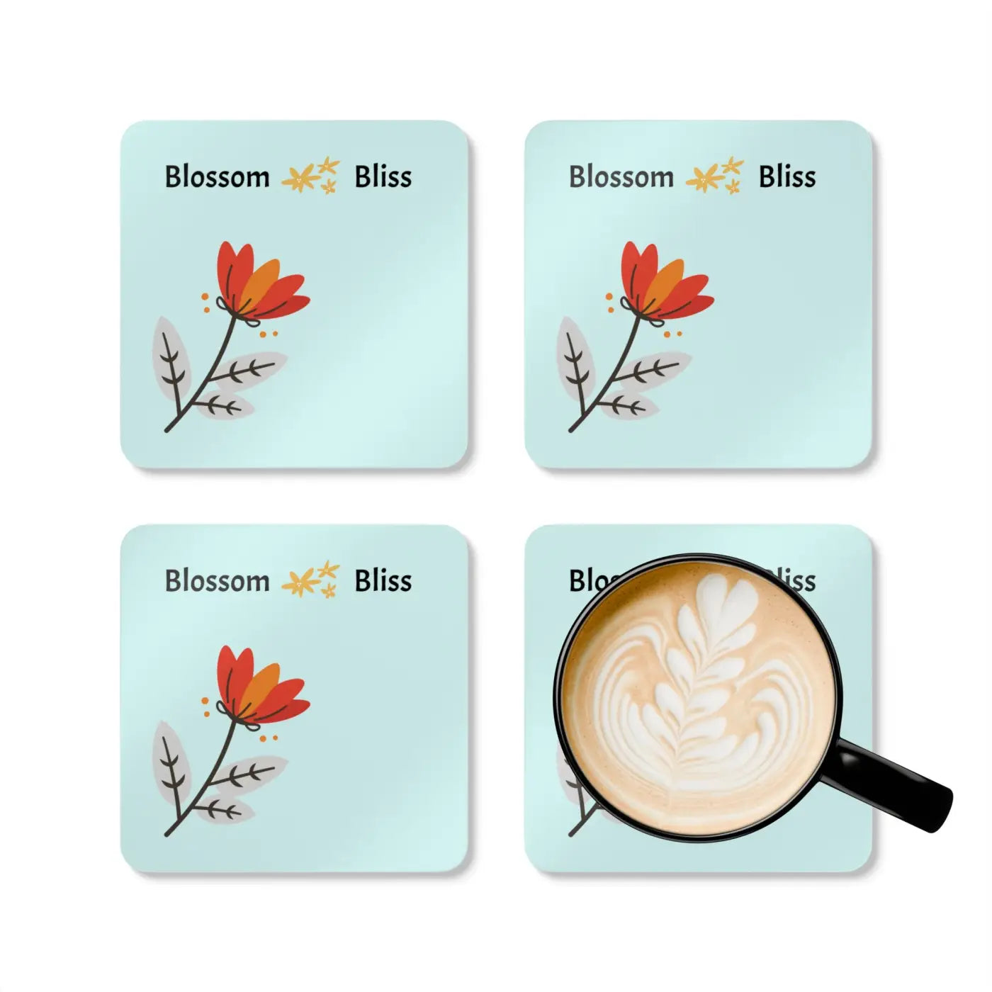 Blossom Bliss Corkwood Coaster Set - Floral Home Decor - DipaliZ