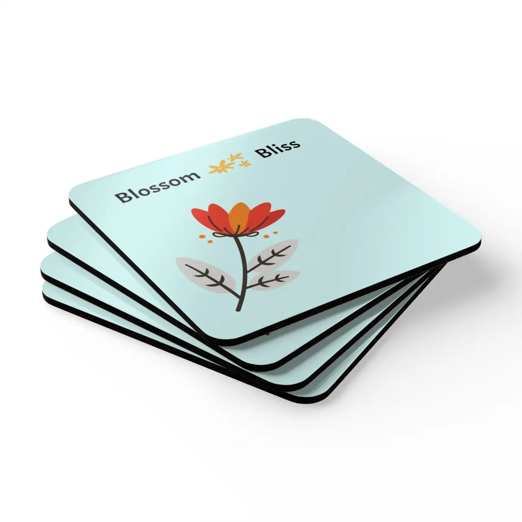Blossom Bliss Corkwood Coaster Set - Floral Home Decor - DipaliZ