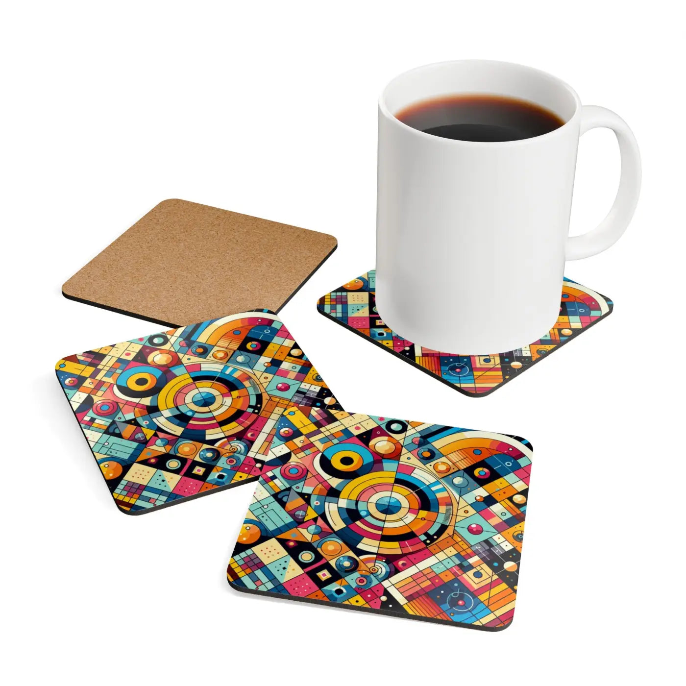 Corkwood Coaster Set - Vibrant Table Protection - DipaliZ