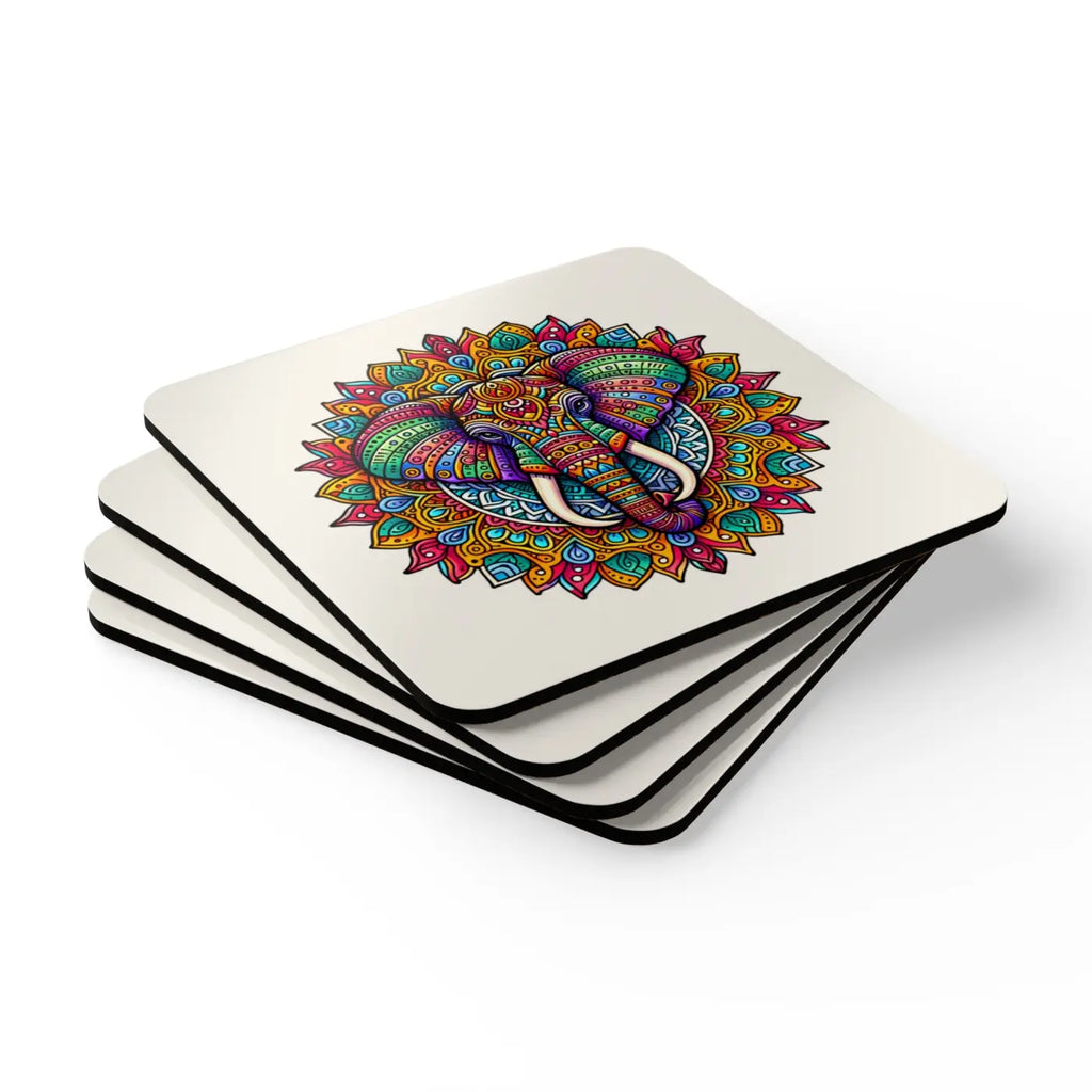 Corkwood Coaster Set - Elephant Design Home Decor - DipaliZ