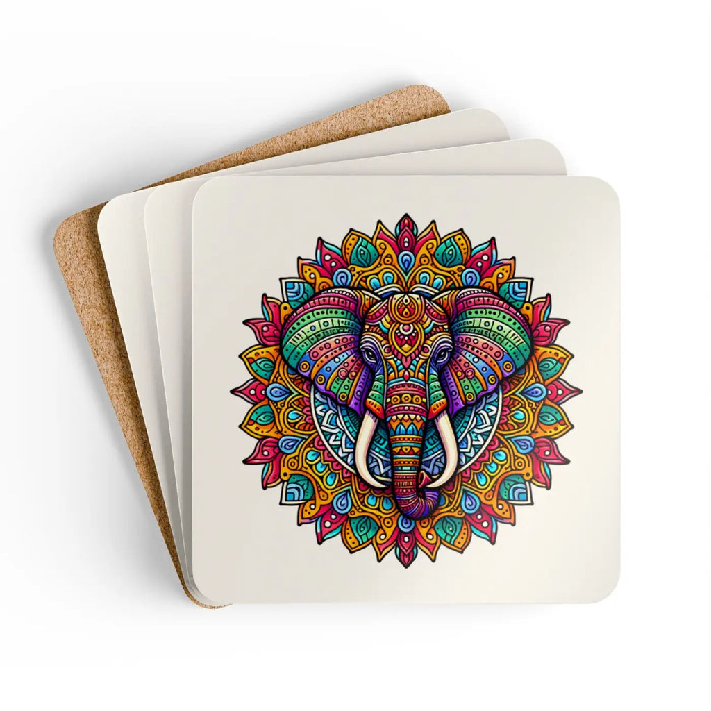 Corkwood Coaster Set - Elephant Design Home Decor - DipaliZ
