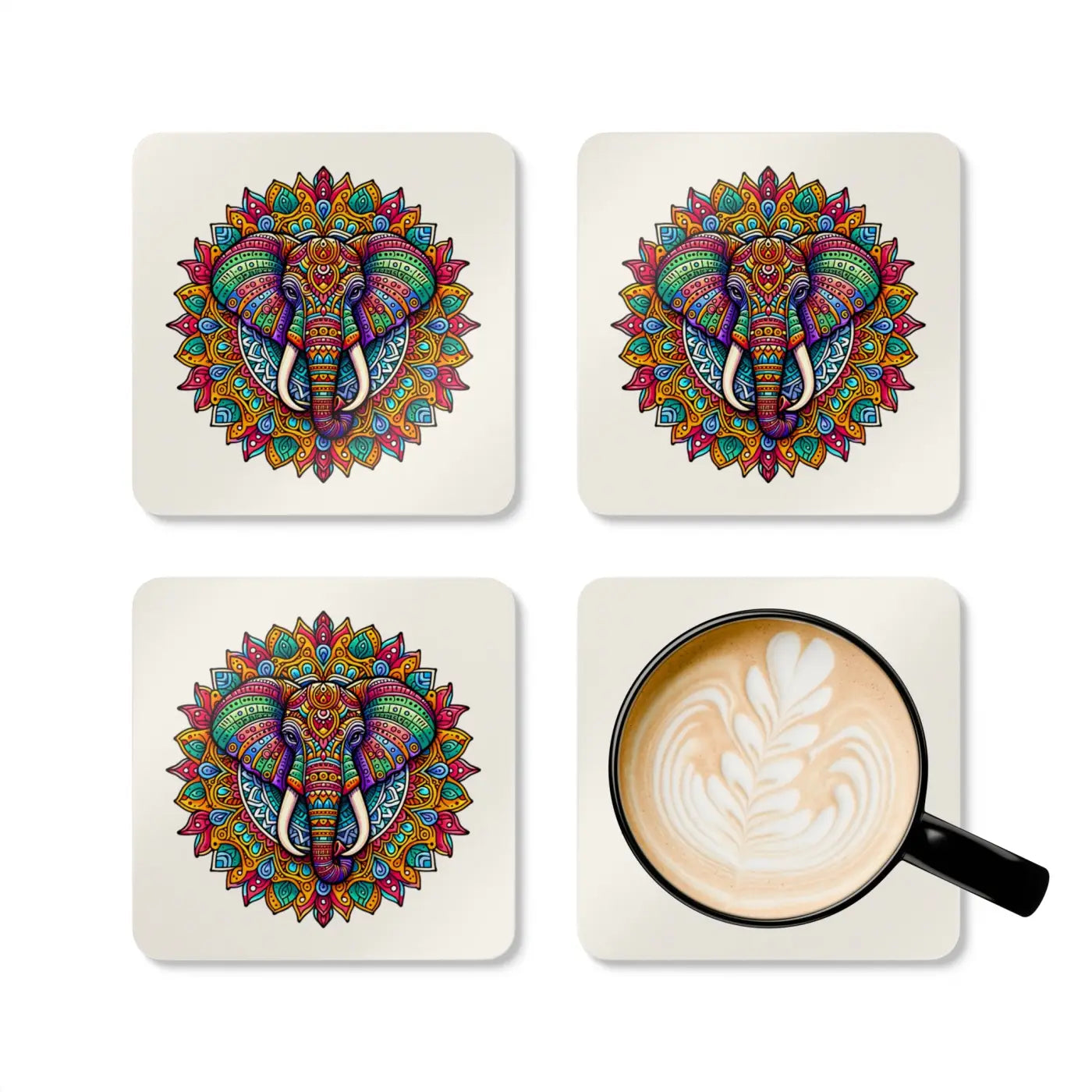 Corkwood Coaster Set - Elephant Design Home Decor - DipaliZ