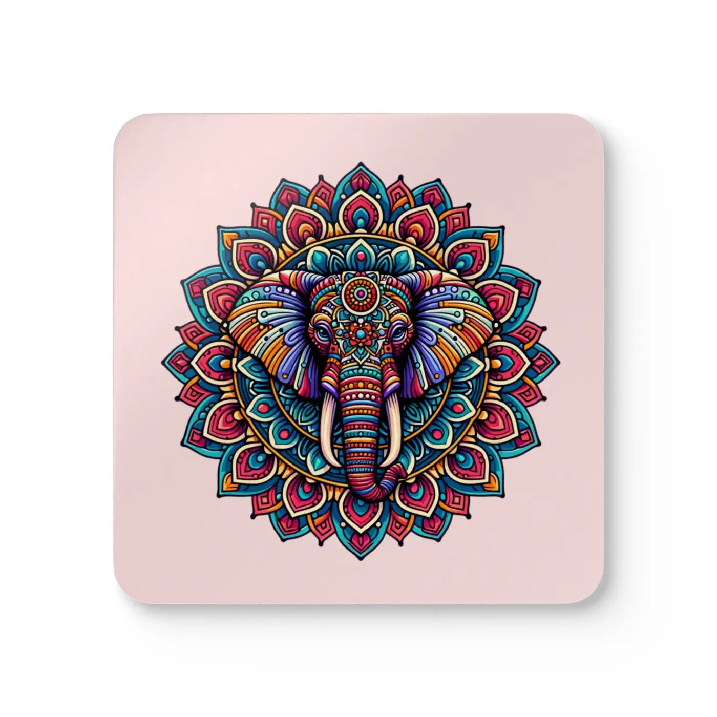 Corkwood Coaster Set - Mandala Elephant Design - DipaliZ