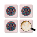 Corkwood Coaster Set - Mandala Elephant Design - DipaliZ