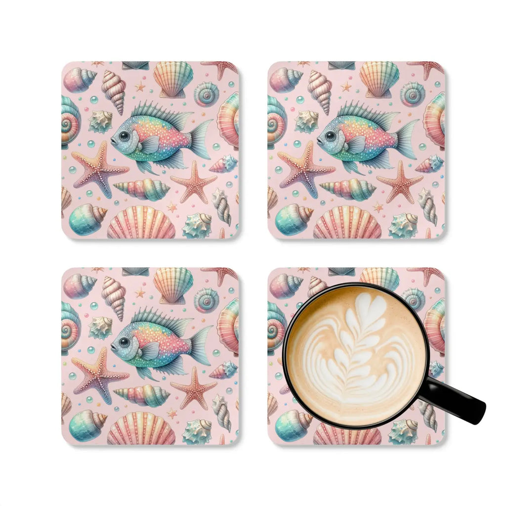 Ocean Corkwood Coaster Set - Marine Art Protection - DipaliZ