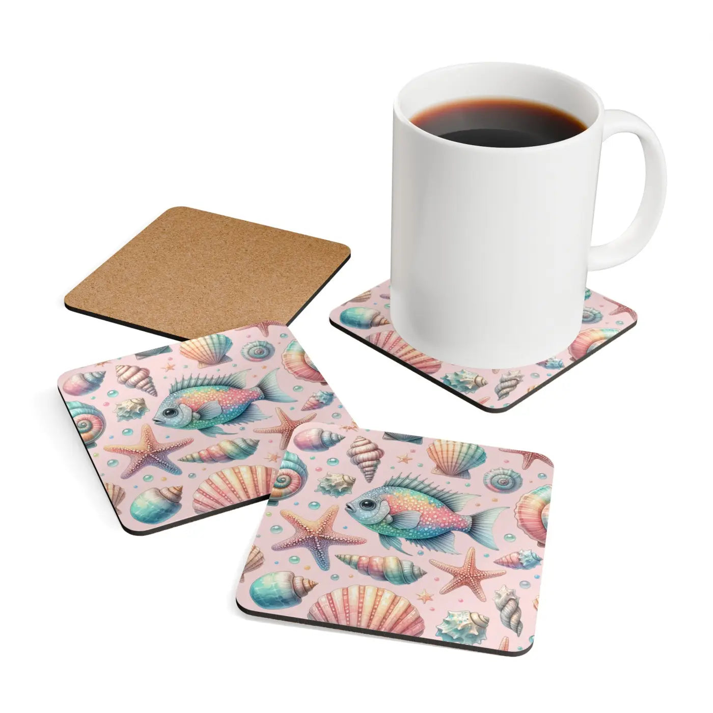 Ocean Corkwood Coaster Set - Marine Art Protection - DipaliZ