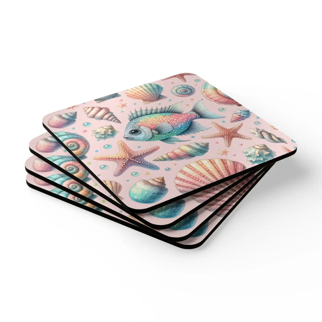 Ocean Corkwood Coaster Set - Marine Art Protection - DipaliZ