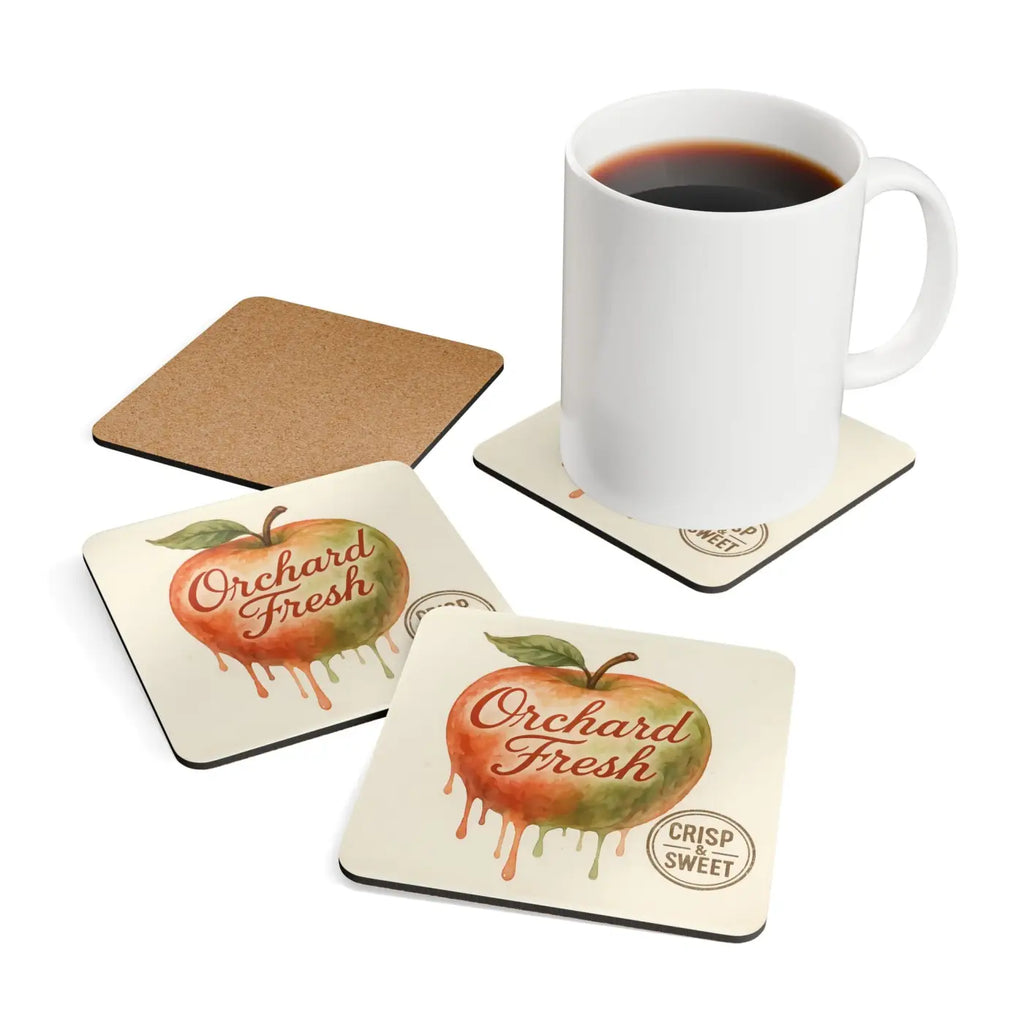Premium Corkwood Coaster Set - Orchard Fresh Design - DipaliZ