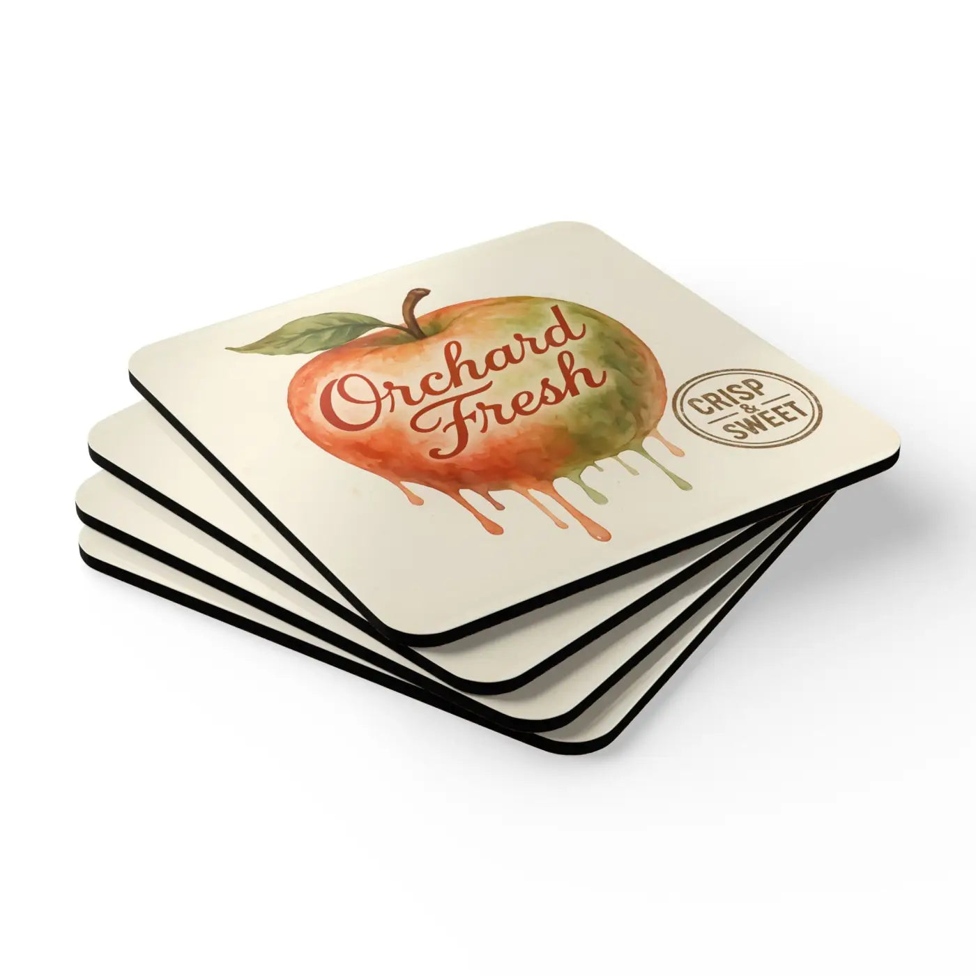 Premium Corkwood Coaster Set - Orchard Fresh Design - DipaliZ