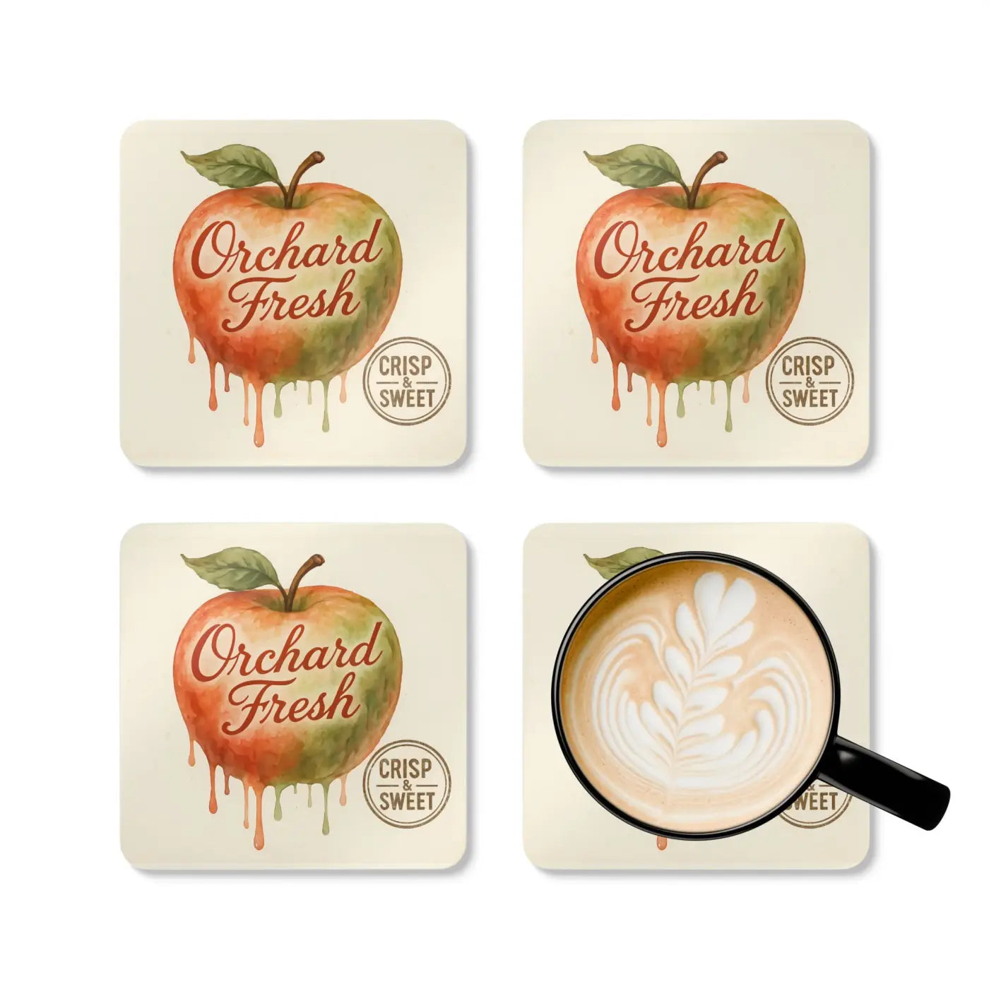 Premium Corkwood Coaster Set - Orchard Fresh Design - DipaliZ
