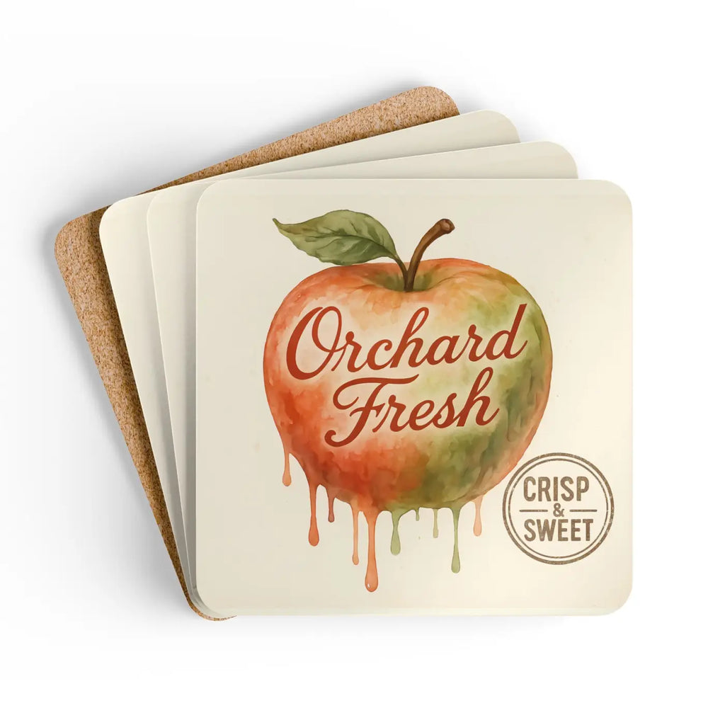 Premium Corkwood Coaster Set - Orchard Fresh Design - DipaliZ