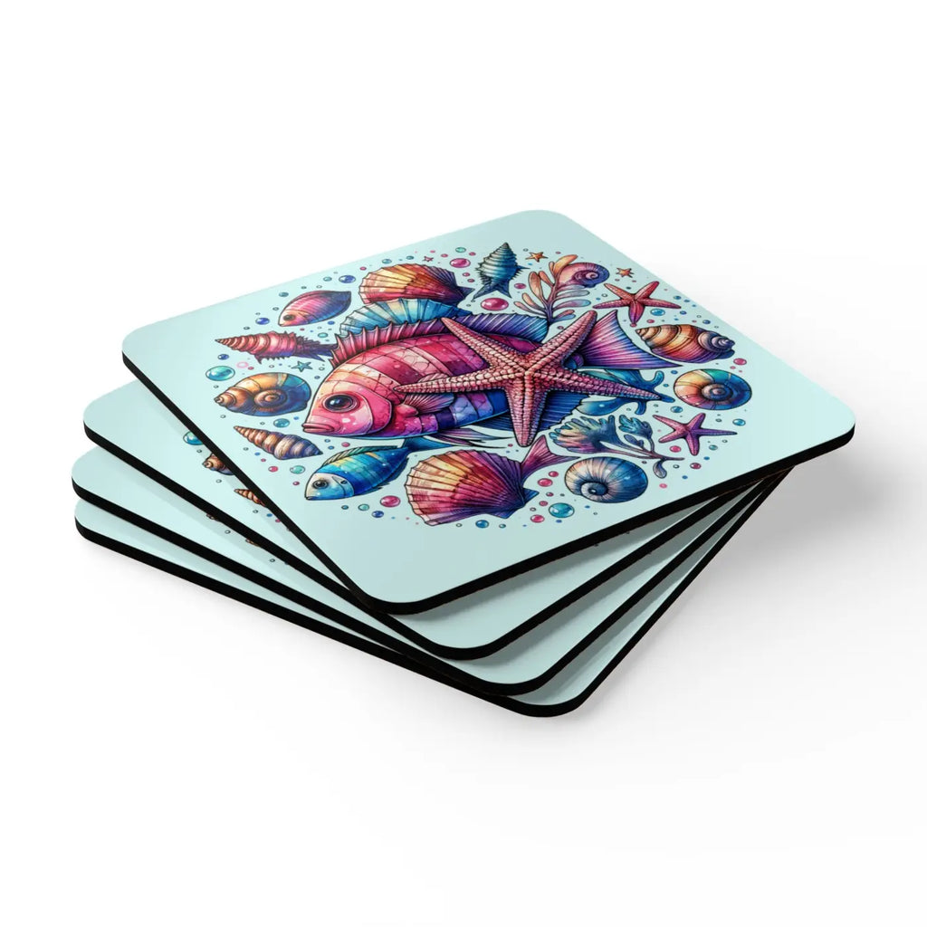 Coastal Corkwood Coaster Set - Seaside Vibes Protection - DipaliZ