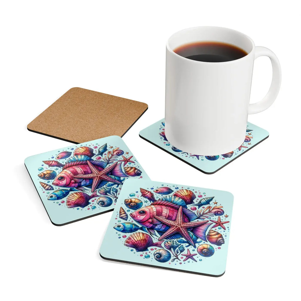 Coastal Corkwood Coaster Set - Seaside Vibes Protection - DipaliZ