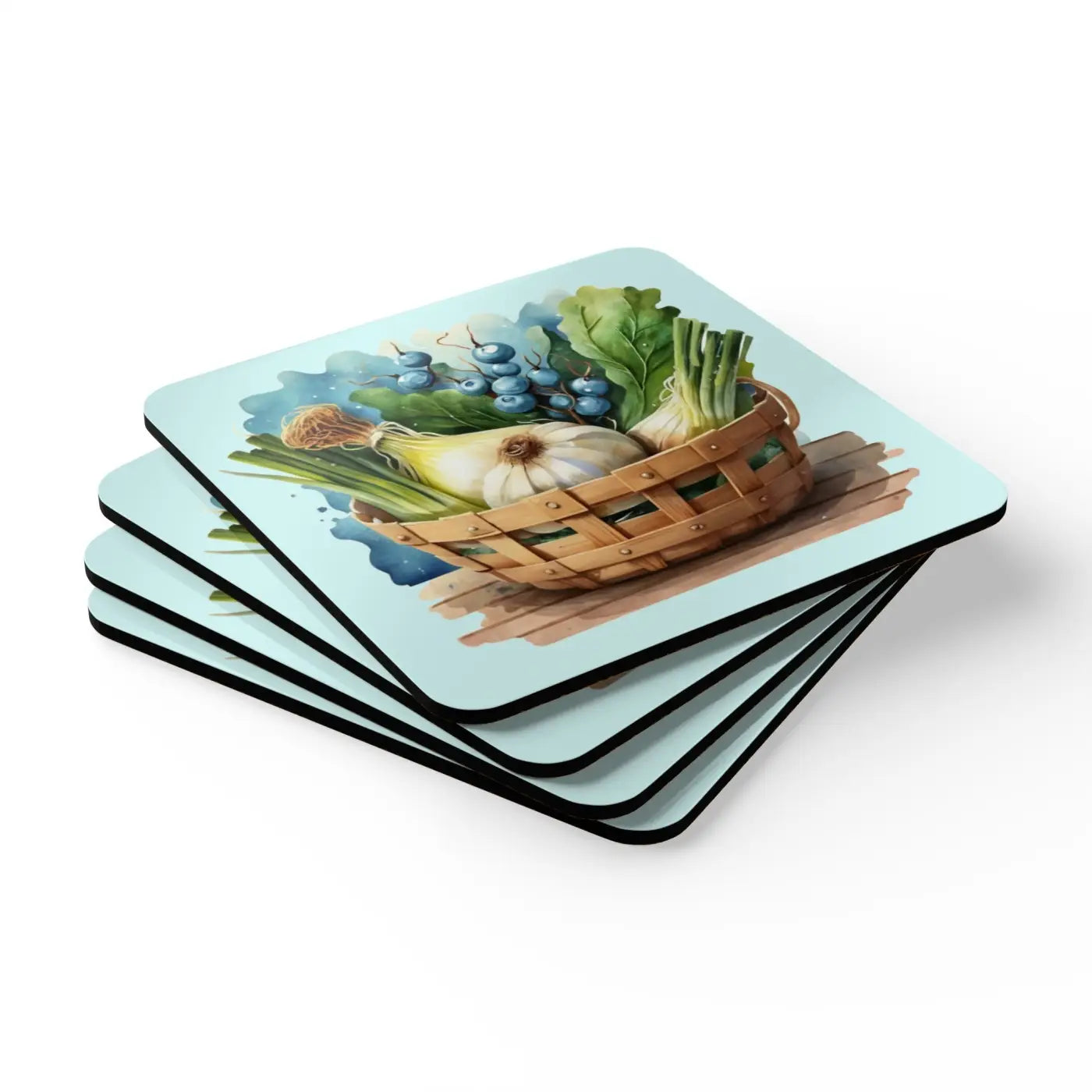 Corkwood Coaster Set - Spring Veggie Design - DipaliZ
