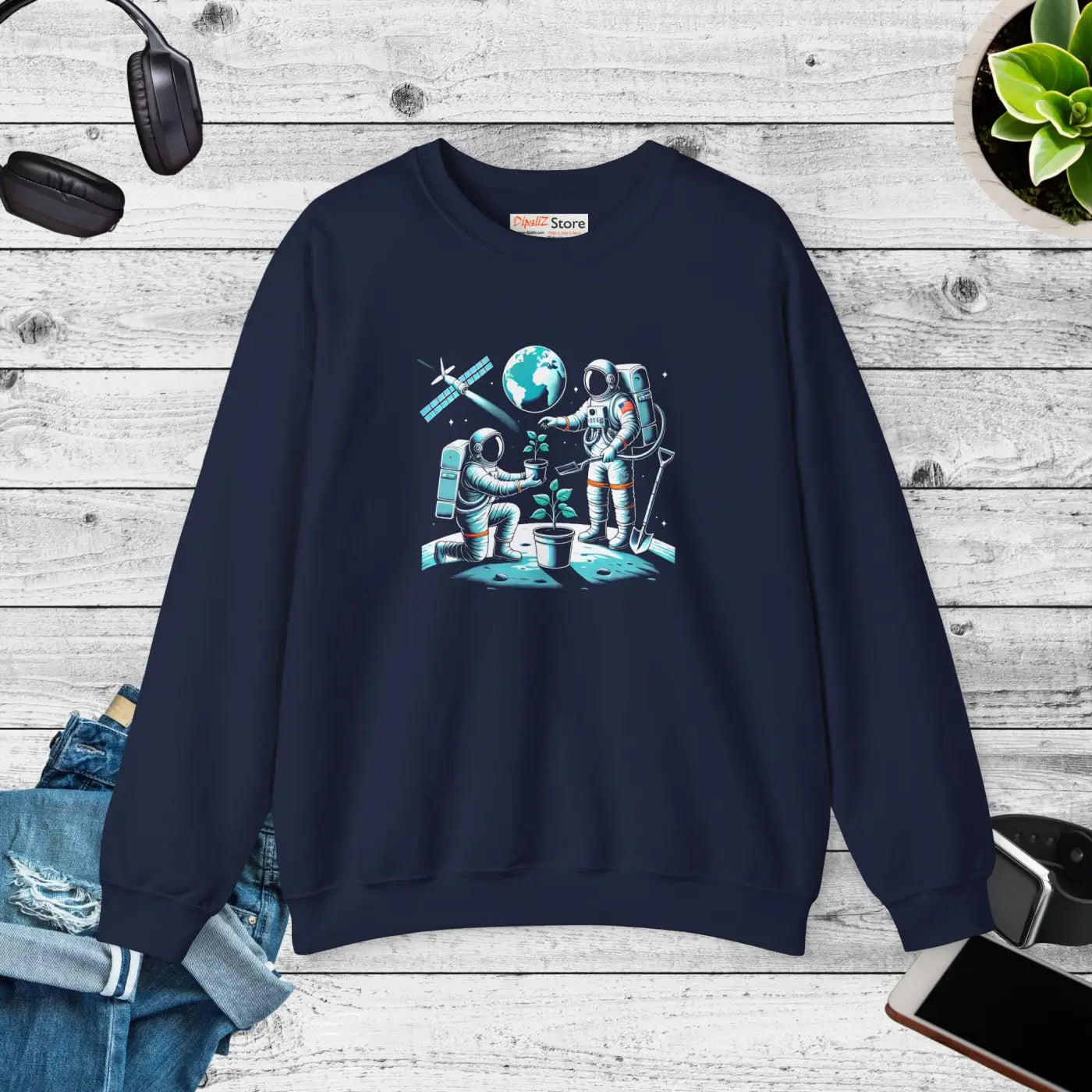 Cozy Astronaut Crewneck Sweatshirt - Space Comfort - DipaliZ