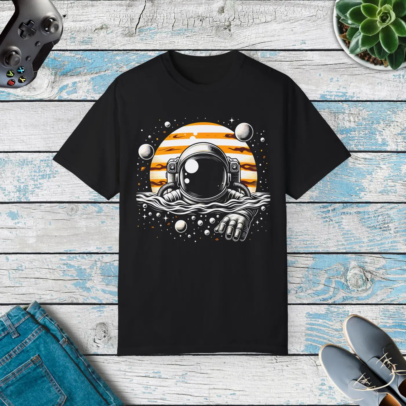Cosmic Camera Unisex Garment-Dyed T-Shirt - Space Design - DipaliZ
