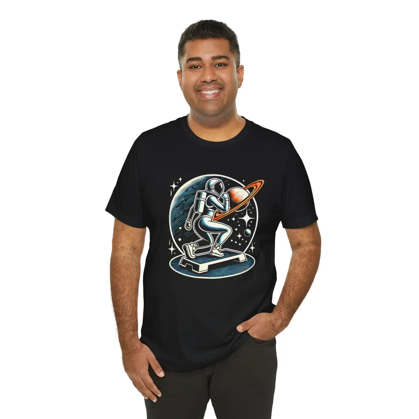 Cosmic Explorer Unisex Jersey Tee Retro Space Design - DipaliZ