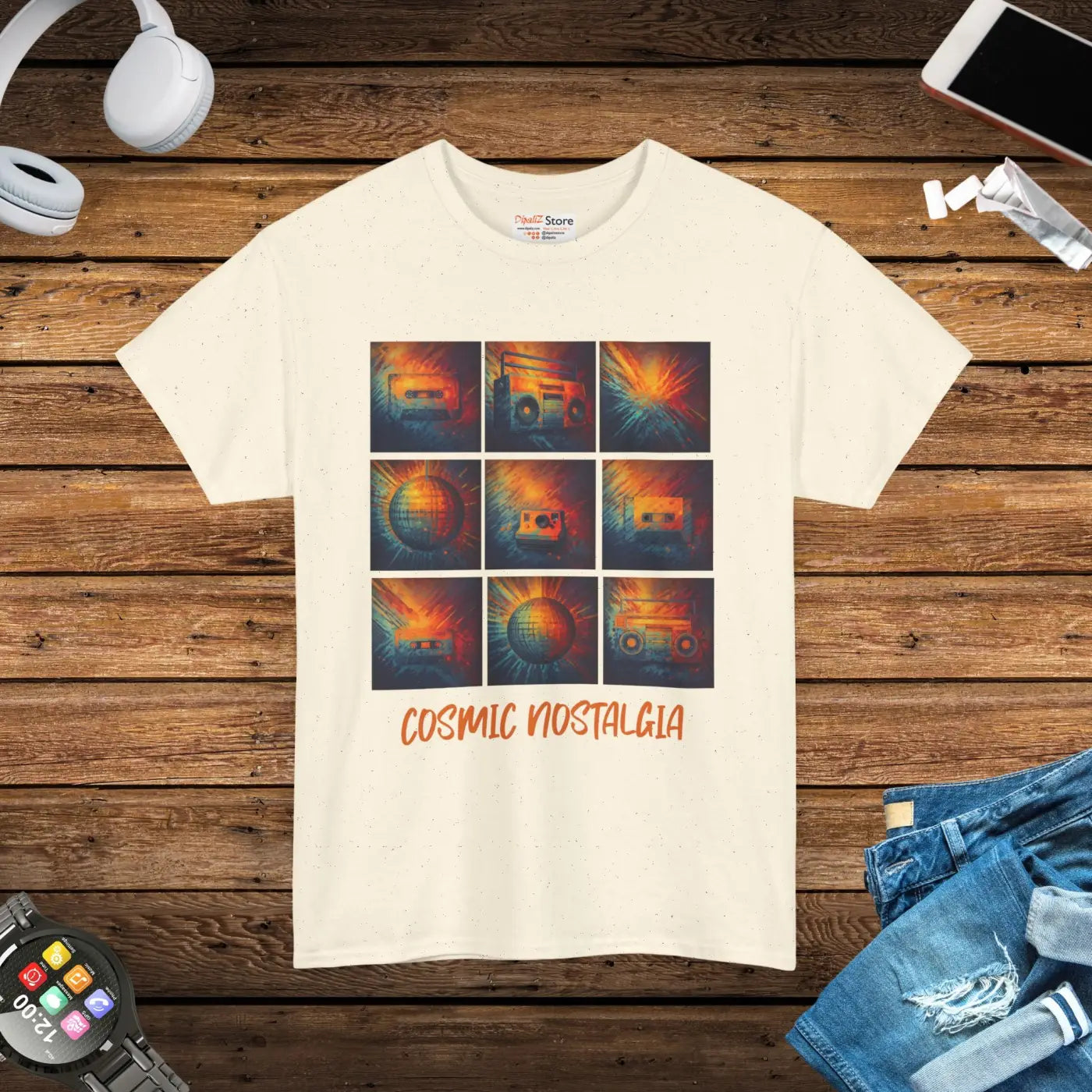 Cosmic Nostalgia Unisex Heavy Cotton Tee - Retro Vibes - DipaliZ