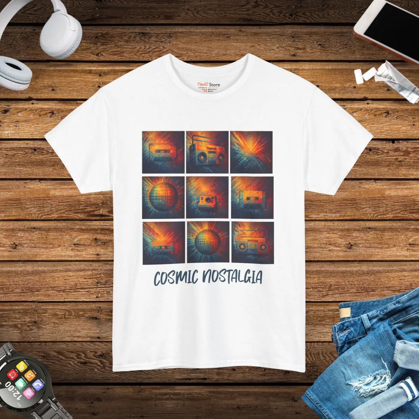 Cosmic Nostalgia Unisex Heavy Cotton Tee - Retro Vibes - DipaliZ
