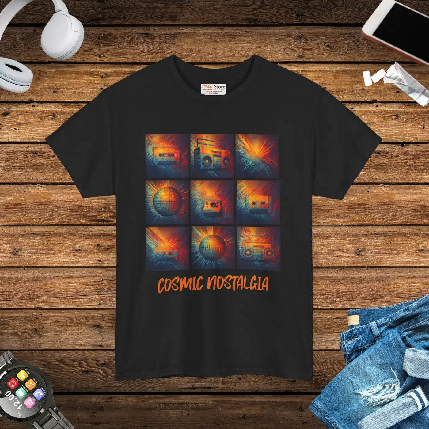 Cosmic Nostalgia Unisex Heavy Cotton Tee - Retro Vibes - DipaliZ
