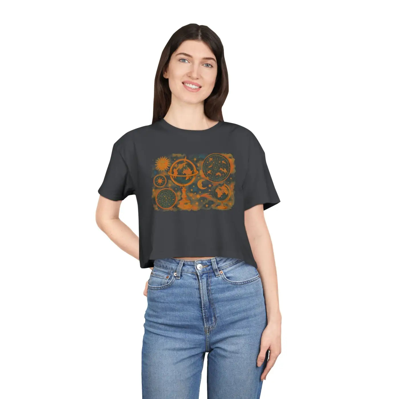 Cosmic Vibes Crop Tee - Women's Party Festival Top - DipaliZ