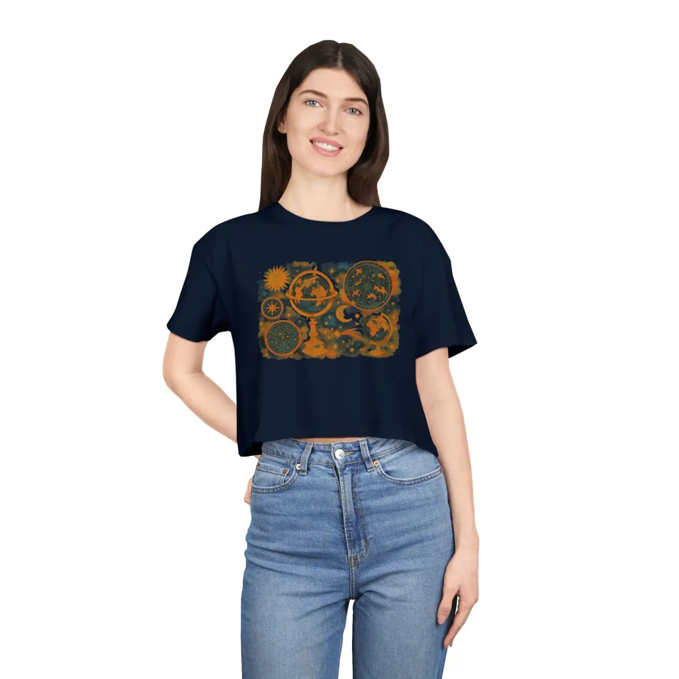 Cosmic Vibes Crop Tee - Women's Party Festival Top - DipaliZ