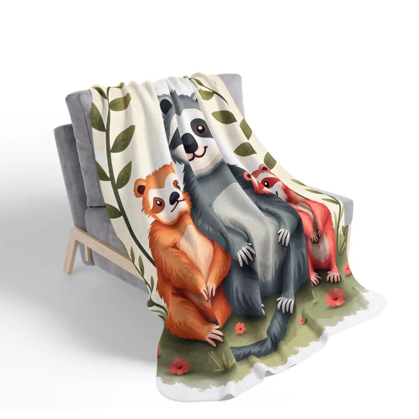 Cozy Animal Friends Fleece Sherpa Blanket - Warm and Whimsical - DipaliZ