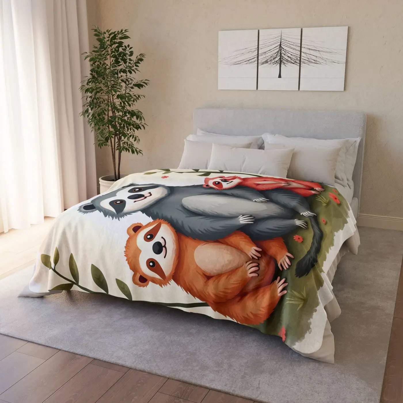 Cozy Animal Friends Fleece Sherpa Blanket - Warm and Whimsical - DipaliZ