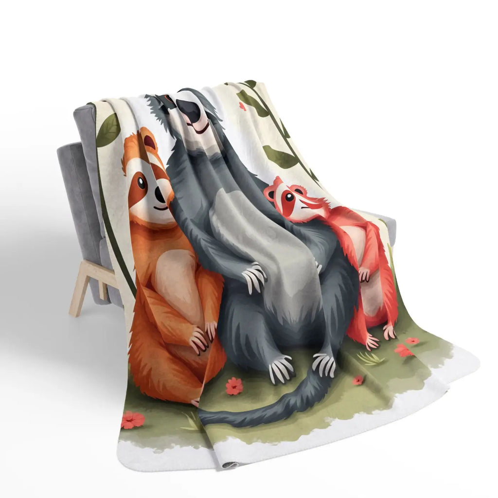 Cozy Animal Friends Fleece Sherpa Blanket - Warm and Whimsical - DipaliZ
