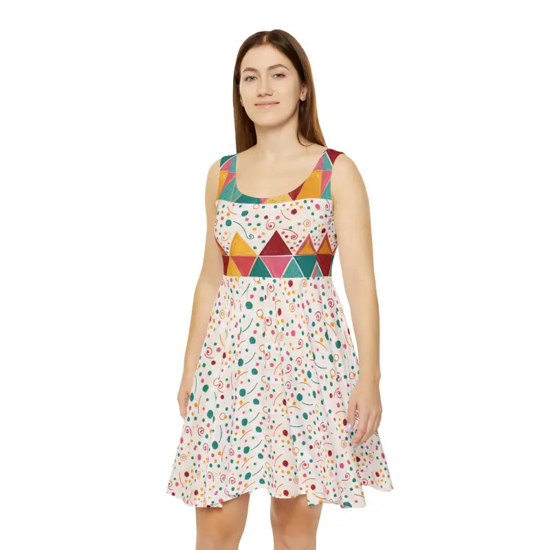 Skater Dress - Geometrical Triangles Pattern - DipaliZ