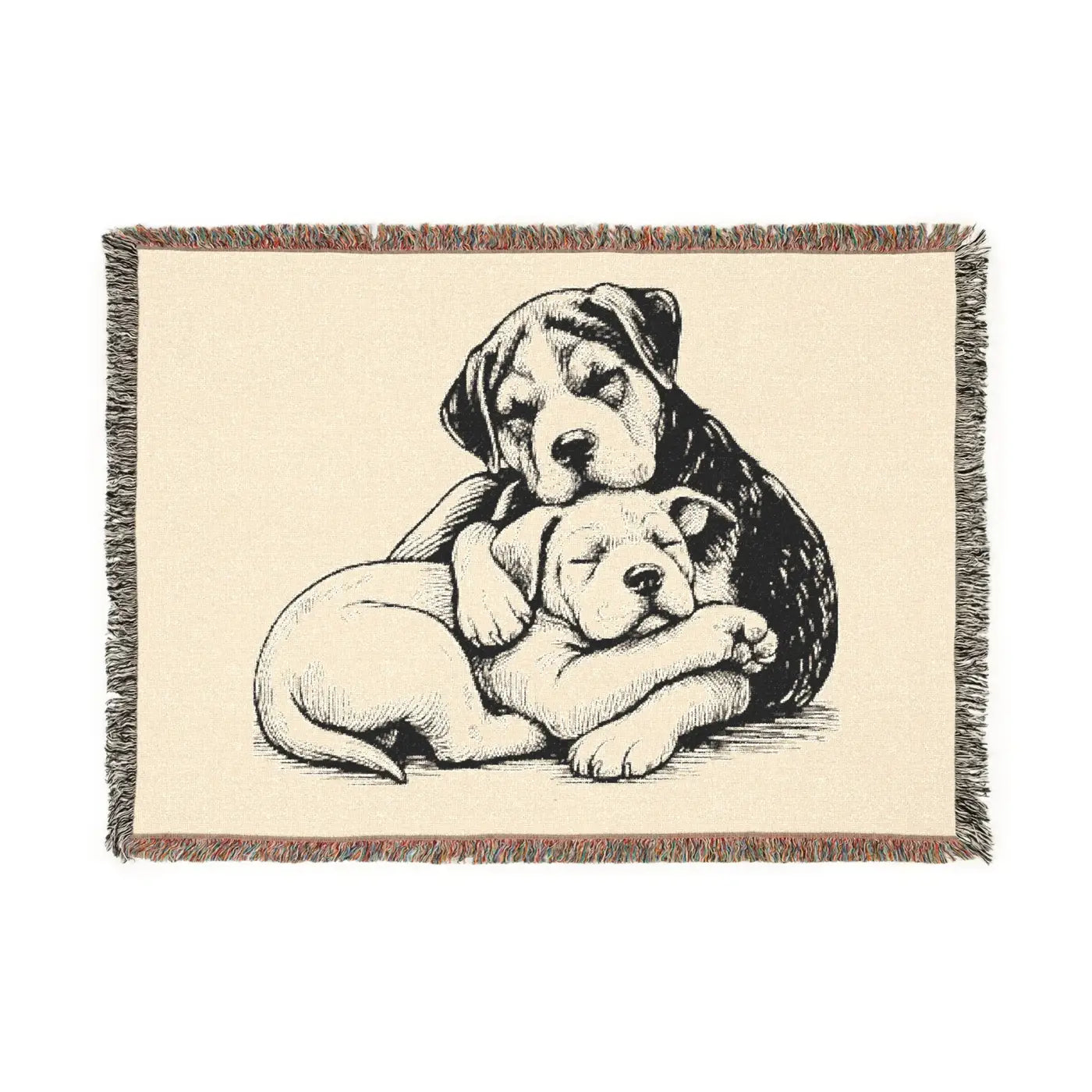 Cozy Dog Lovers Woven Blanket - Adorable Puppy Design - DipaliZ