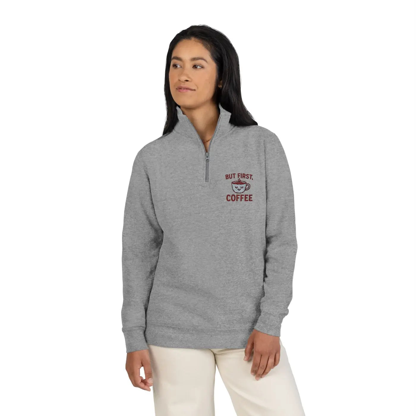 Premium Fleece Pullover - Coffee Lovers Embroidered Design - DipaliZ