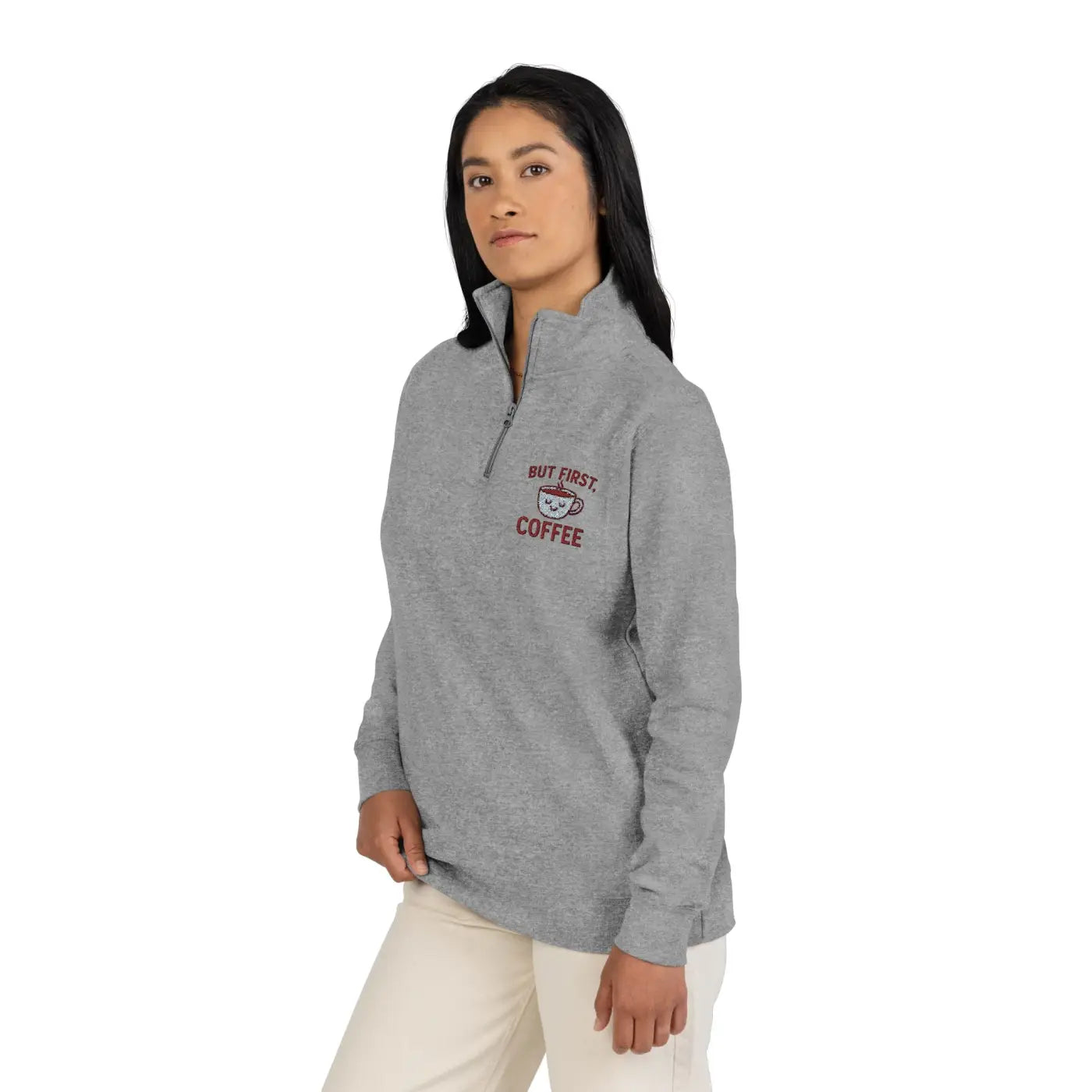 Premium Fleece Pullover - Coffee Lovers Embroidered Design - DipaliZ