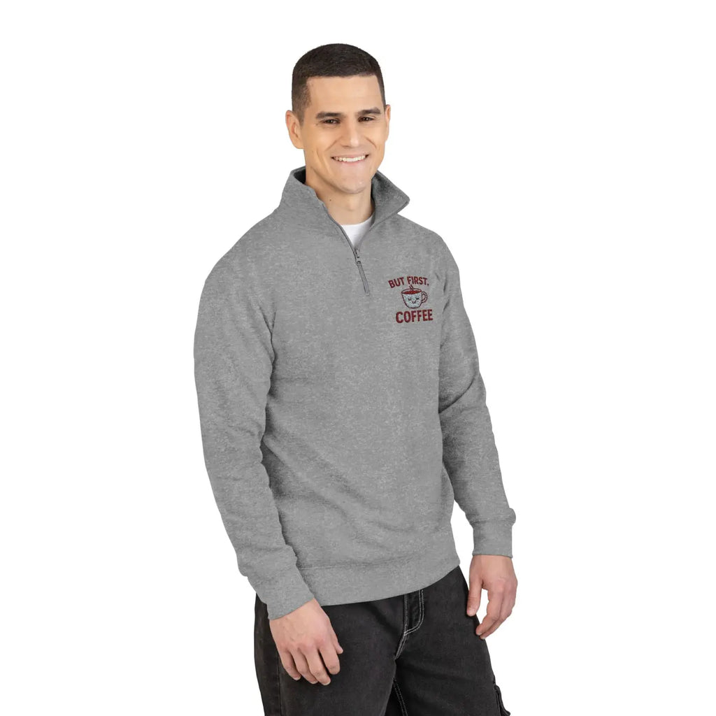 Premium Fleece Pullover - Coffee Lovers Embroidered Design - DipaliZ
