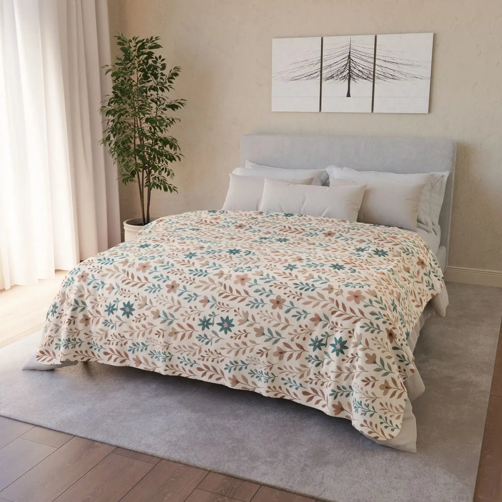 Cozy Floral Fleece Sherpa Blanket - Ultra Soft Warmth - DipaliZ