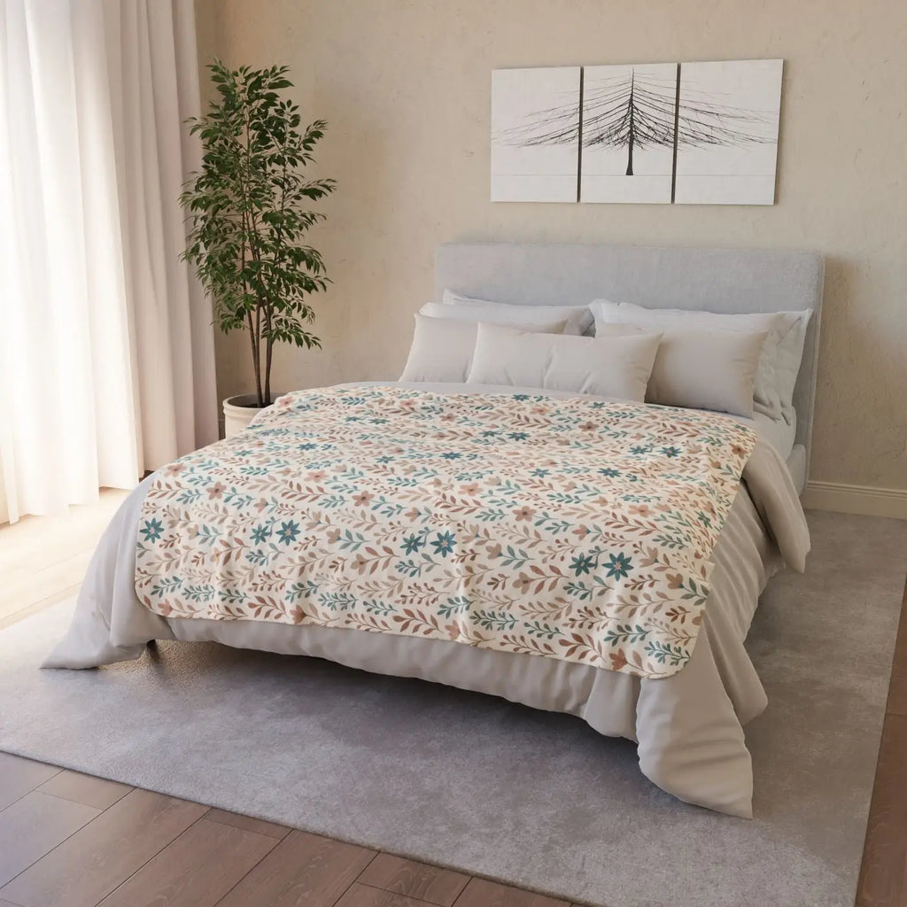 Cozy Floral Fleece Sherpa Blanket - Ultra Soft Warmth - DipaliZ