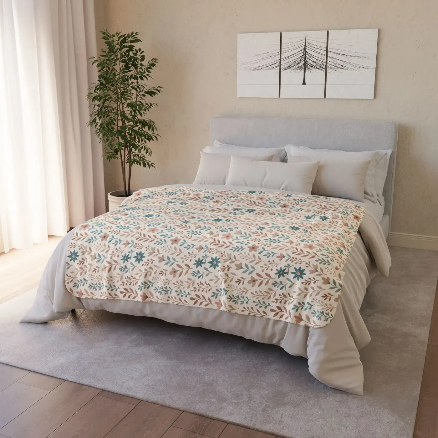 Cozy Floral Fleece Sherpa Blanket - Ultra Soft Warmth - DipaliZ